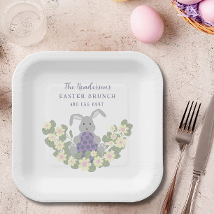 Osterbrunch und Eierjagd Bunny Spring Floral Pappteller