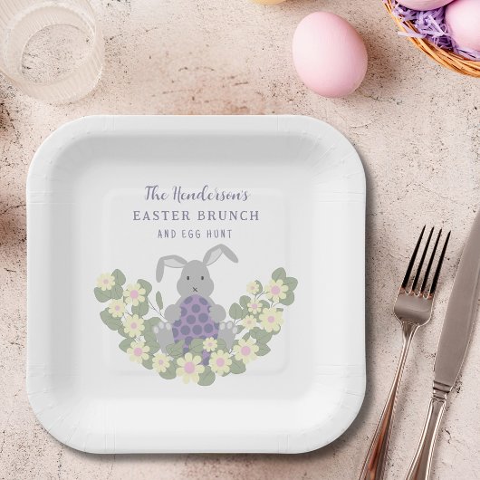 Osterbrunch und Eierjagd Bunny Spring Floral Pappteller