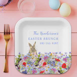 Osterbrunch und Eierjagd Bunny Spring Floral Pappteller