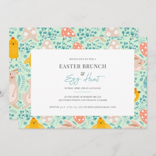Osterbrunch und Eierjagd Einladung (Vorne/Hinten)