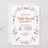 Osterbrunch und Eierjagd, Lila Weiße Blüte Einladung (Vorderseite)