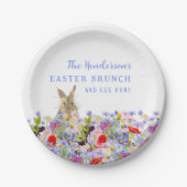 Osterbrunch und Eierjagd Niedliche Bunny Bloral Pappteller (Vorderseite)