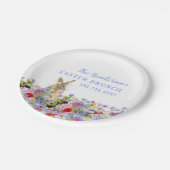 Osterbrunch und Eierjagd Niedliche Bunny Bloral Pappteller (Schrägansicht)