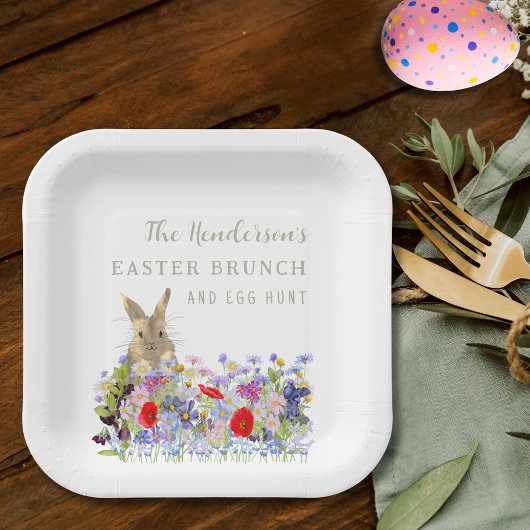 Osterbrunch und Eierjagd Niedliche Bunny Bloral Pappteller