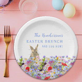 Osterbrunch und Eierjagd Niedliche Bunny Bloral Pappteller