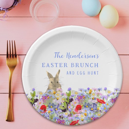 Osterbrunch und Eierjagd Niedliche Bunny Bloral Pappteller