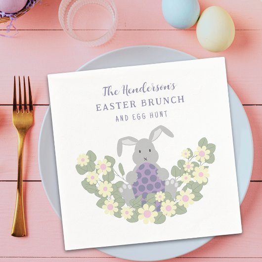 Osterbrunch und Eierjagd Niedliche Bunny Bloral Serviette