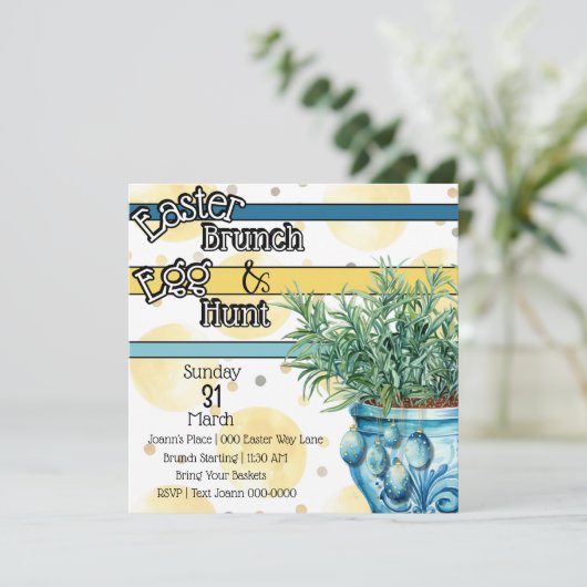 Osterbrunch und Eierjagd Party Einladung (Stehend Vorderseite)