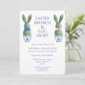 Osterbrunch und Eierjagd Toile De Jouy Bunny Einladung (Stehend Vorderseite)
