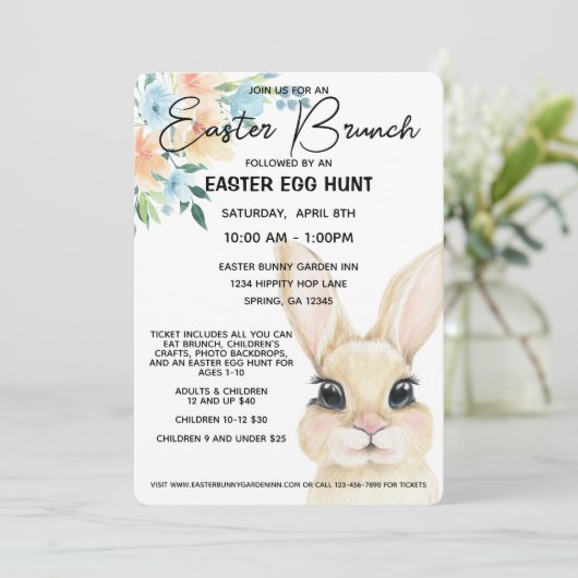 Osterbrunch und Ostereierjagd Einladung (Stehend Vorderseite)