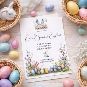 Osterbrunch und Ostereiersuche Florales Frühjahr Einladung