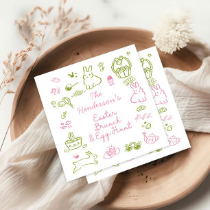 Osterbrunch und Ostereiersuche Party in Rosa und G Serviette