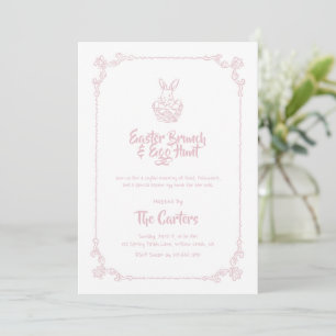 Osterbrunch und Ostereiersuche Soft Pink Hase Einladung