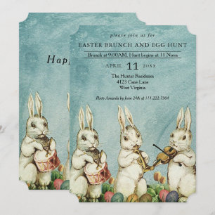 Osterbrunch und Ostereiersuche Vintage-Hase Einladung