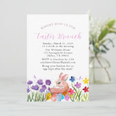 Osterbrunch Wasserfarbe Kanincheneier Geflorale Einladung (Stehend Vorderseite)