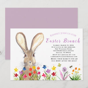 Osterbrunch Wasserfarbe Kanincheneier Geflorale Einladung