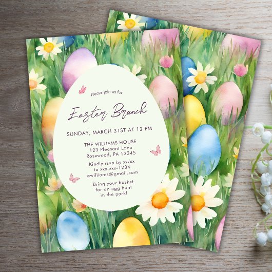 Osterbrunch Wasserfarbeneier Einladung
