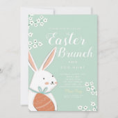 Osterbrunch Weißer Bunny und Ei Einladung (Vorderseite)