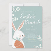 Osterbrunch Weißer Bunny und Ei Einladung (Vorderseite)