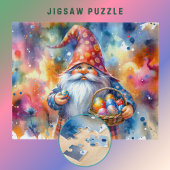 Osterbrunnen mit farbenfrohen Eiern und Körbchen - Puzzle