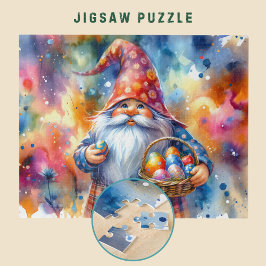 Osterbrunnen mit farbenfrohen Eiern und Körbchen - Puzzle