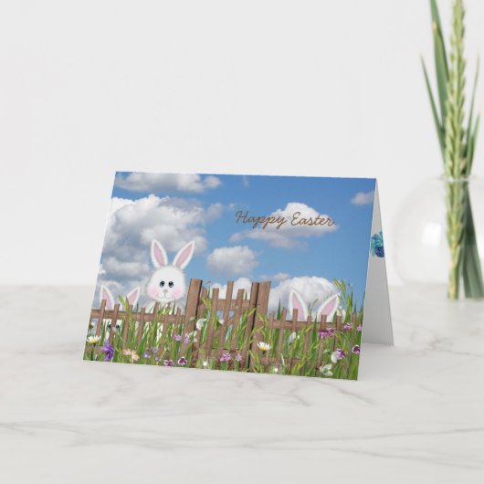 Osterbrunnen mit Gartenzaun Feiertagskarte (Vorderseite)