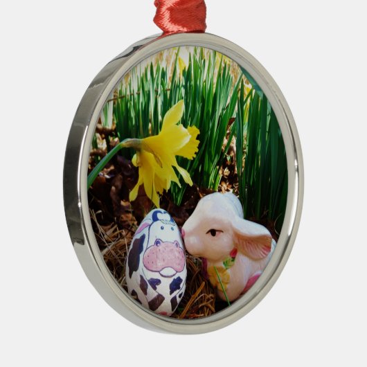 Osterbrunneneier Silbernes Ornament (Rechts)