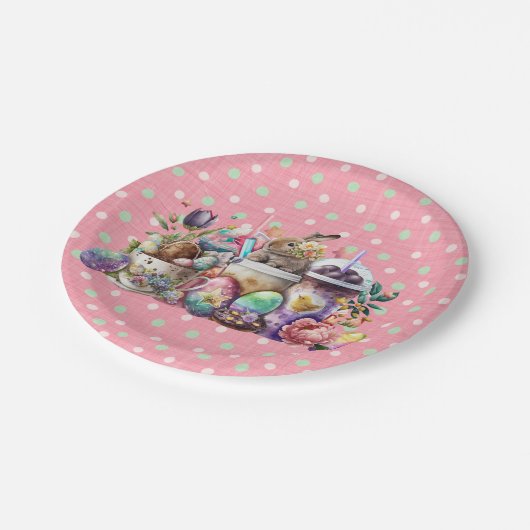 Osterbrunnenkaffee Pappteller (Schrägansicht)