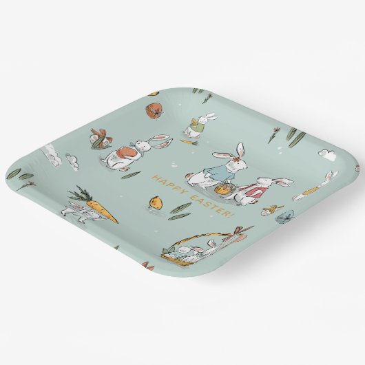 Osterbrunnens Muster Ei und Karotten Jagd Custom Pappteller (Gewinkelt)