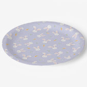 Osterbrunnens und Karrots Lavendel Frühling Pappteller (Schrägansicht)