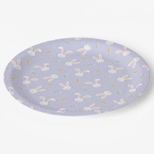 Osterbrunnens und Karrots Lavendel Frühling Pappteller (Schrägansicht)