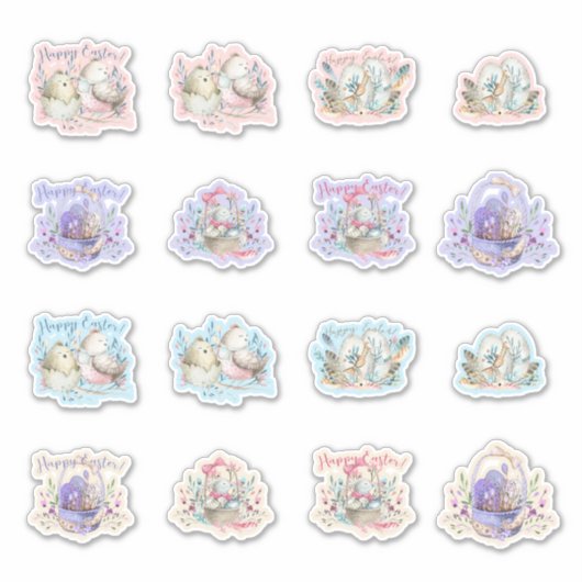 Osterbrünner Vogelkörbe Eier Niedlich Aufkleber (Vorderseite)