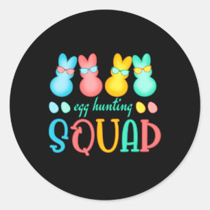 Osterbrunnes Ei Junting Squad Girls Boys Happy Runder Aufkleber