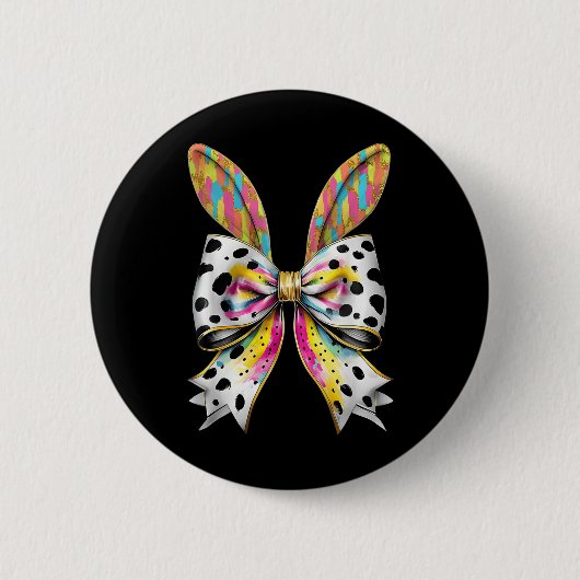 Osterbsonnige Rabbit Coquette Bow Happy OsterGirl Button (Vorderseite)