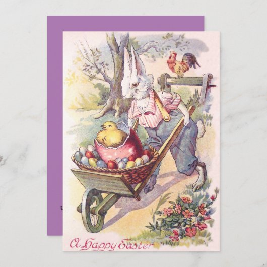 Osterbsonniger Kick gefärbtes Ei Einladung (Vorne/Hinten)