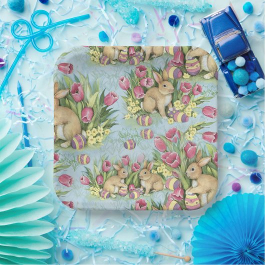 Osterbünen im Garten w Tulpen Pappteller (Party)