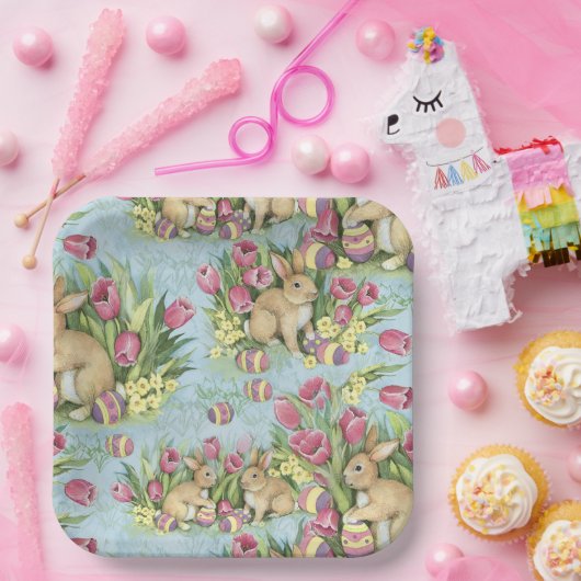 Osterbünen im Garten w Tulpen Pappteller (Party)