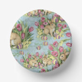 Osterbünen im Garten w Tulpen Pappteller (Vorderseite)