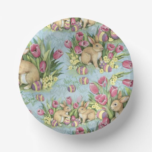 Osterbünen im Garten w Tulpen Pappteller (Vorderseite)