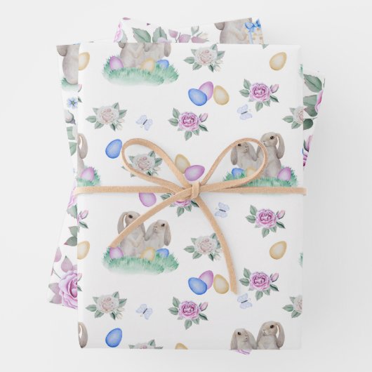 Osterbünen und Blume Geschenkpapier Set (Beispiel)