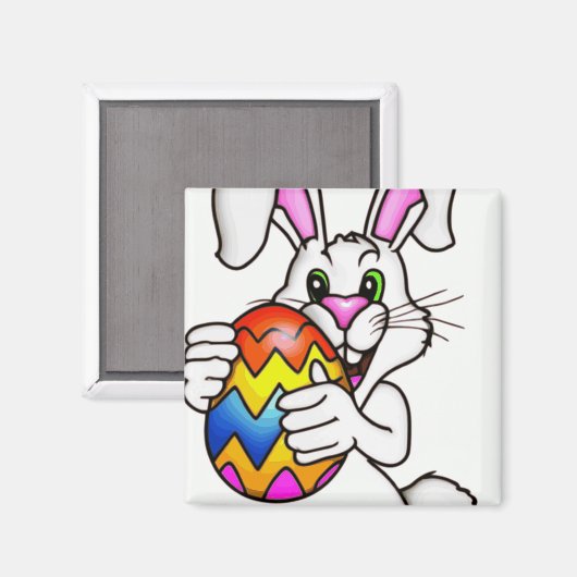 OSTERBUNNE MIT FARBIGEM OSTEREIER MAGNET (Vorderseite/Rückseite)