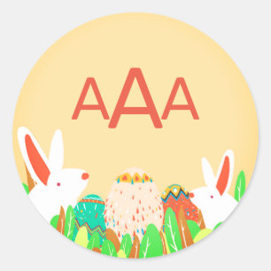 ÖSTERBUNNIEN RUNDSTÜCK-KUSTOM-MONOGRAMM RUNDER AUFKLEBER