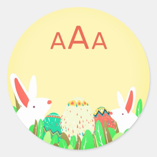 ÖSTERBUNNIEN RUNDSTÜCK-KUSTOM-MONOGRAMM RUNDER AUFKLEBER (Vorderseite)
