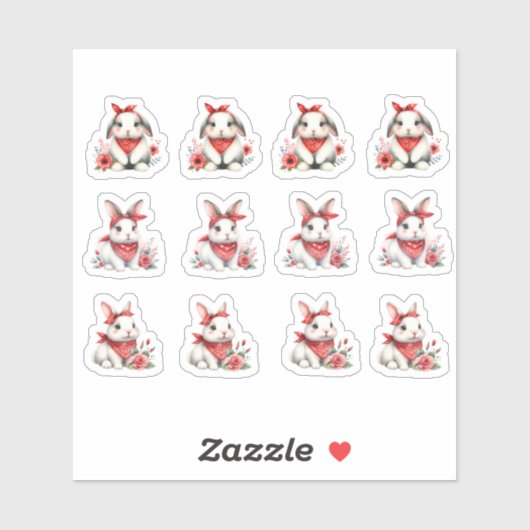 OsterBunnies mit roten Bandanas Aufkleber (Blatt)