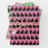 OsterBunnies Schwarz und Weiß auf Rosa und Grün Geschenkpapier Set (Beispiel)