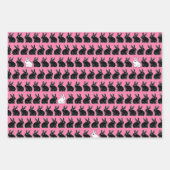 OsterBunnies Schwarz und Weiß auf Rosa und Grün Geschenkpapier Set (Vorderseite)