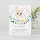 Osterbunny Boho Rainbow Girl Baby Shower Einladung (Stehend Vorderseite)