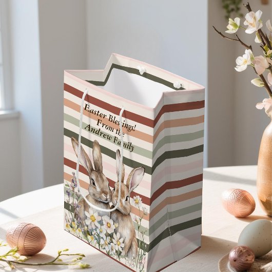 Osterbunny Boho Wasserfarbe Personalisiert Mittlere Geschenktüte