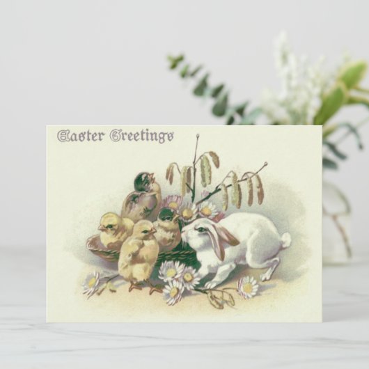 Osterbunny Chick Daisy Einladung (Stehend Vorderseite)