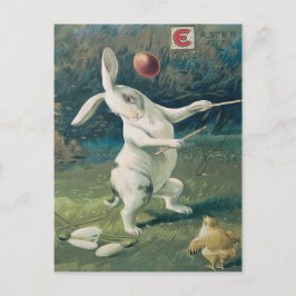 Osterbunny Chick Playing Lilie Feiertagspostkarte
